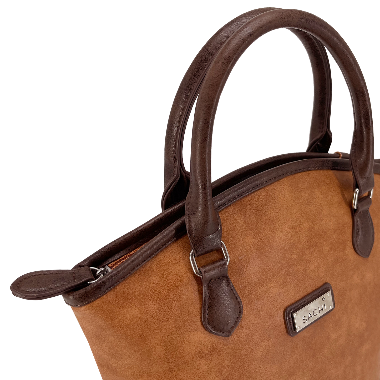 Sachi Insulated Two Bottle Wine Tote - Brown Faux Leather