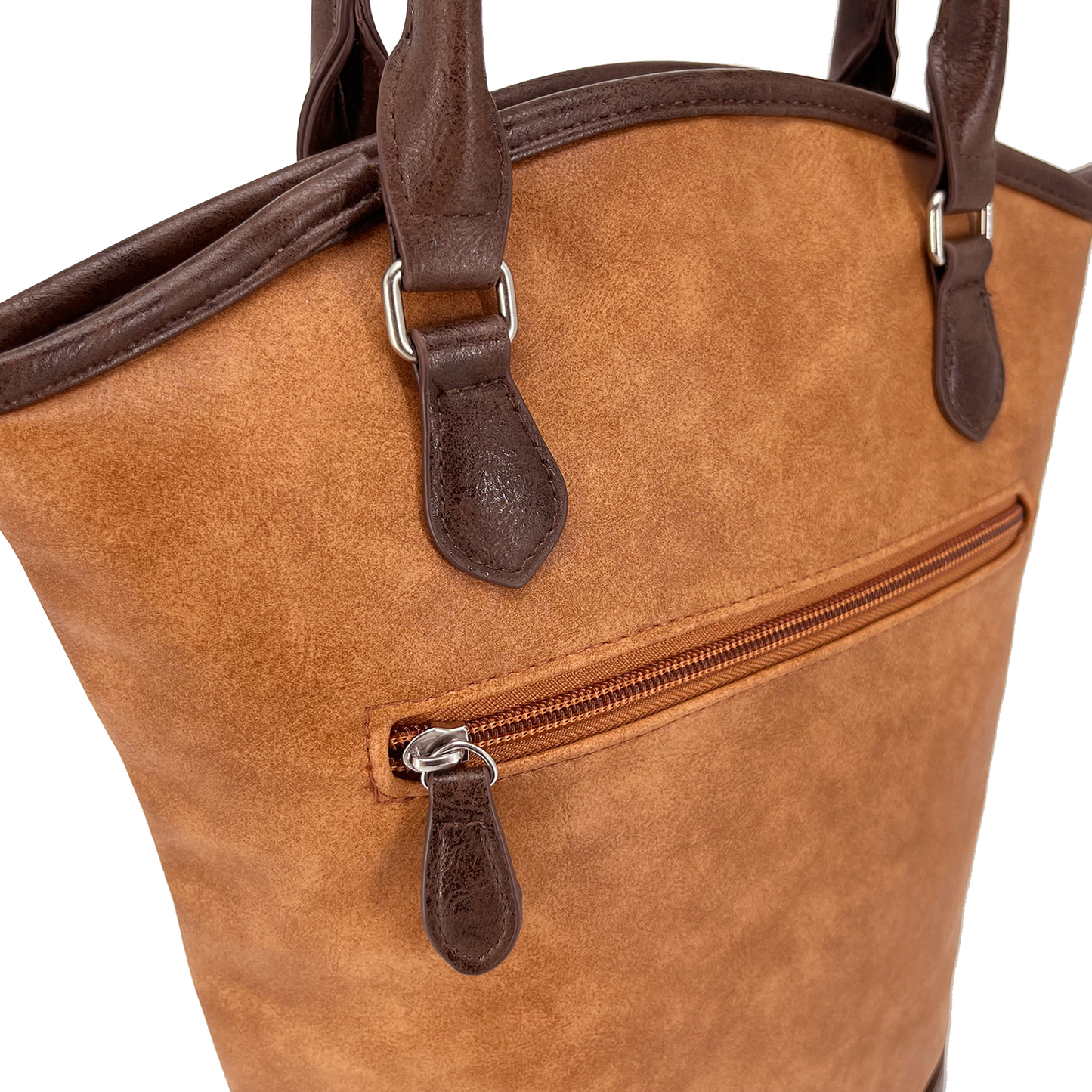 Sachi Insulated Two Bottle Wine Tote - Brown Faux Leather