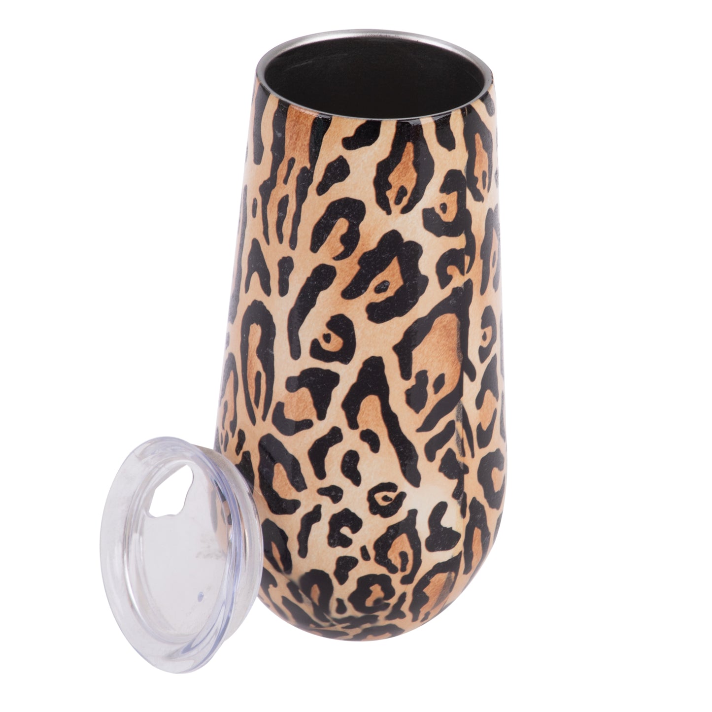 Oasis stainless Steel double wall Insulated champagne Flute 180ml Leopard Print